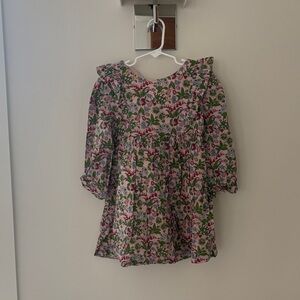 Mini Baden Frill Tiered Woven Dress Dusky Pink Wildflower